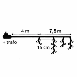 Stalactite lumineuse 7,50 m 175 LED câble blanc Stars Bicolore Bleu et blanc froid