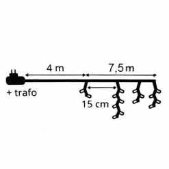 Stalactite lumineuse 7,50 m 175 LED câble blanc Stars Blanc chaud