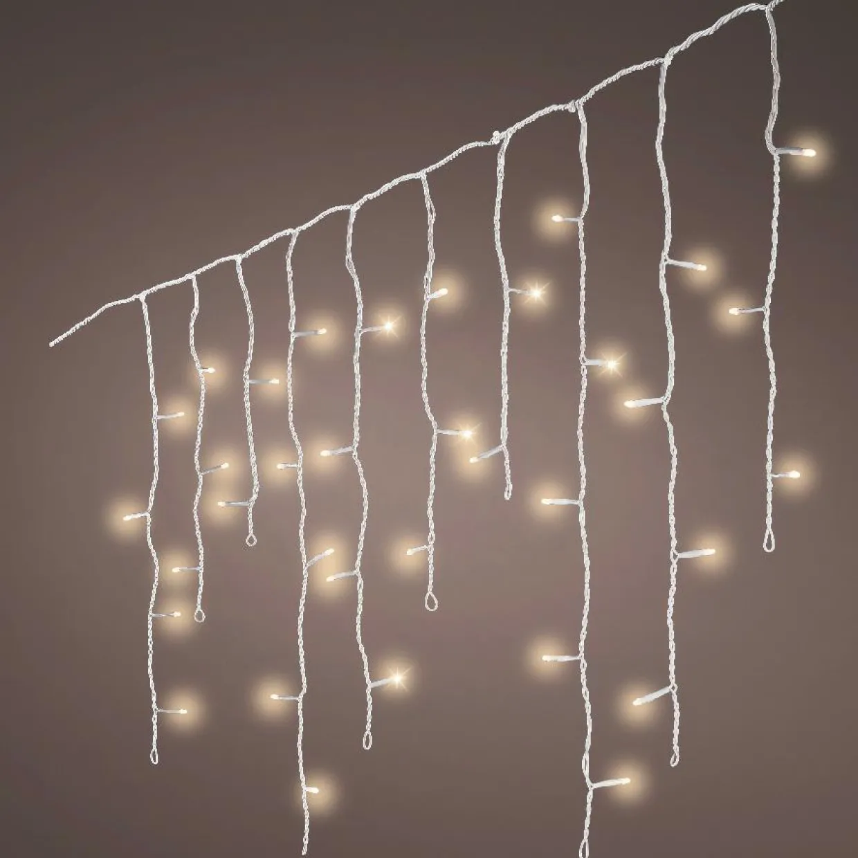 Stalactite lumineuse à piles 14 m 384 LED câble blanc Durawise Blanc chaud