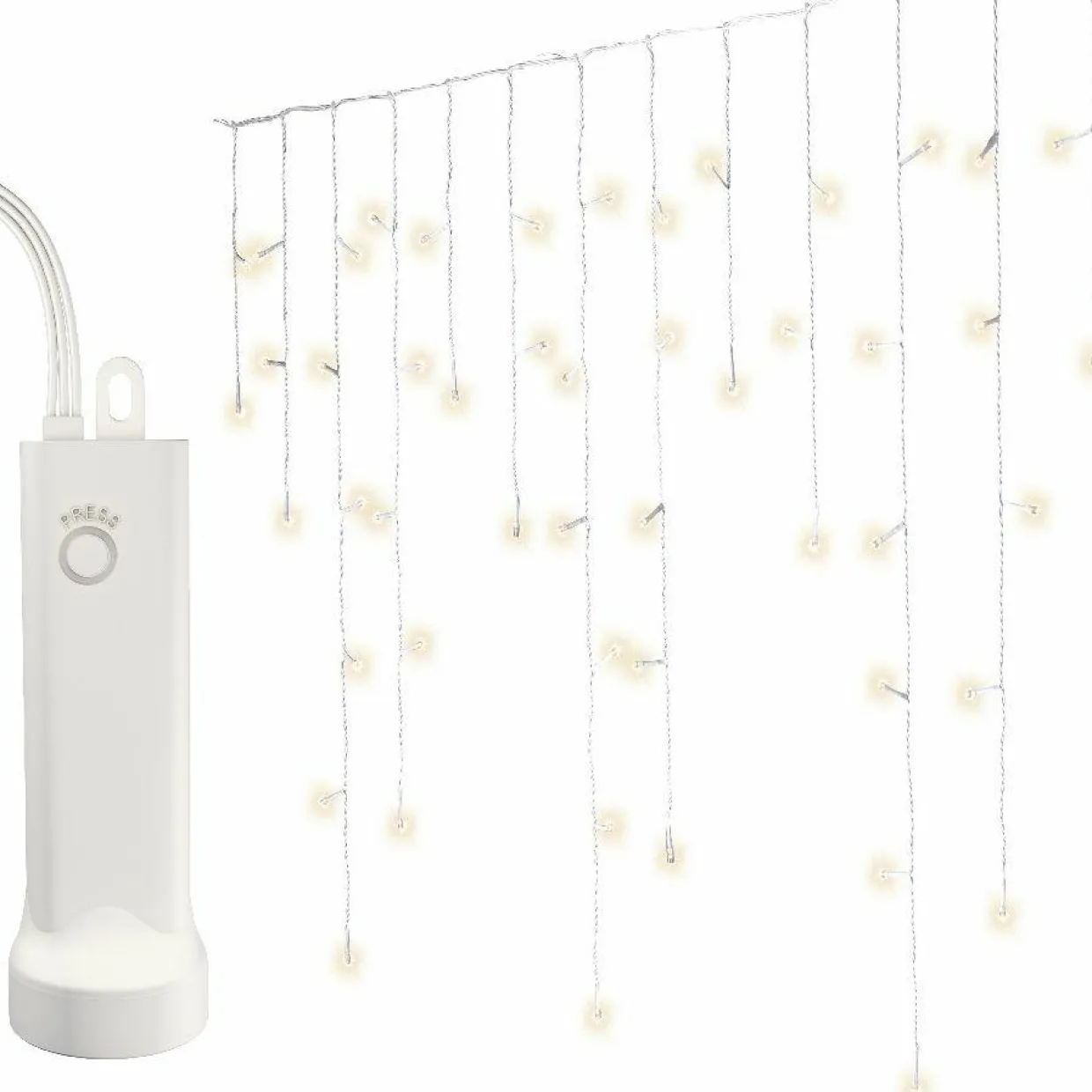 Stalactite lumineuse à piles 14 m 384 LED câble blanc Durawise Blanc chaud
