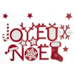 Sticker pour vitre Joyeux Noël rouge