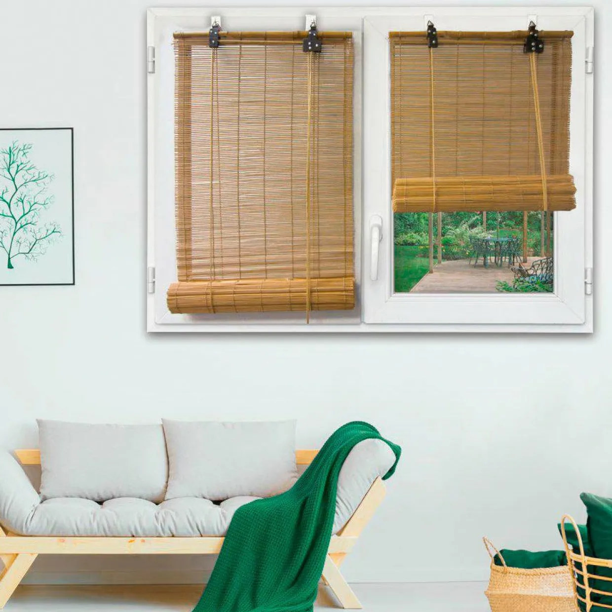 Store enrouleur à baguettes (90 x 180 cm) Bambou Naturel