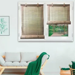 Store enrouleur à baguettes (90 x 180 cm) Bambou Gris