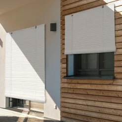 Store enrouleur extérieur effet rotin (120 x 180 cm) Tanoa Blanc