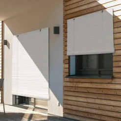 Store enrouleur extérieur effet rotin (90 x 180 cm) Tanoa Blanc