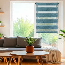 Store enrouleur Jour / Nuit (60 x 180 cm) Bleu chiné