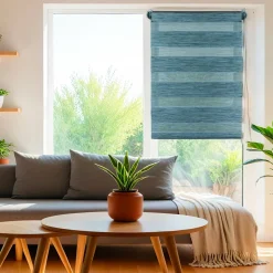 Store enrouleur Jour / Nuit (60 x 180 cm) Bleu chiné