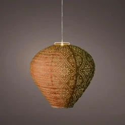 Suspension de jardin solaire (H28 cm) Lanterne ajourée Marron