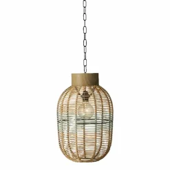 Suspension de jardin solaire résine tressée LED (D27 cm) Toscane Vert