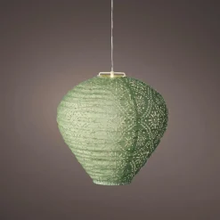 Suspension de jardin solaire (H28 cm) Lanterne ajourée Verte