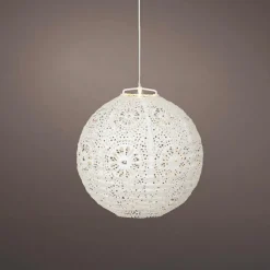 Suspension de jardin solaire (H23 cm) Lanterne ajourée Blanche