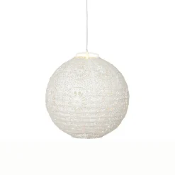 Suspension de jardin solaire (H23 cm) Lanterne ajourée Blanche