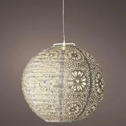 Suspension de jardin solaire (H23 cm) Lanterne ajourée Marron clair