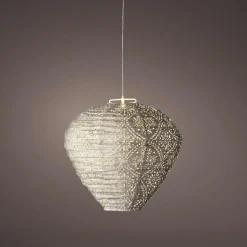 Suspension de jardin solaire (H28 cm) Lanterne ajourée Marron clair