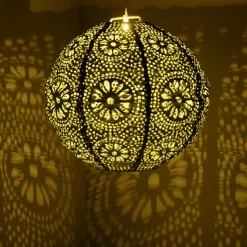 Suspension de jardin solaire (H23 cm) Lanterne ajourée Verte