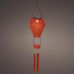 Suspension de jardin solaire LED (H56 cm) Montgolfière Rouge