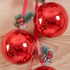 Suspension de Noël déco (H22 cm) Boules Luxe Rouge