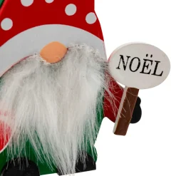 Suspension de Noël en bois (H11 cm) Lutin longue barbe Blanche