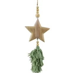 Suspension de Noël en bois (H25 cm) Étoile en bois Vert