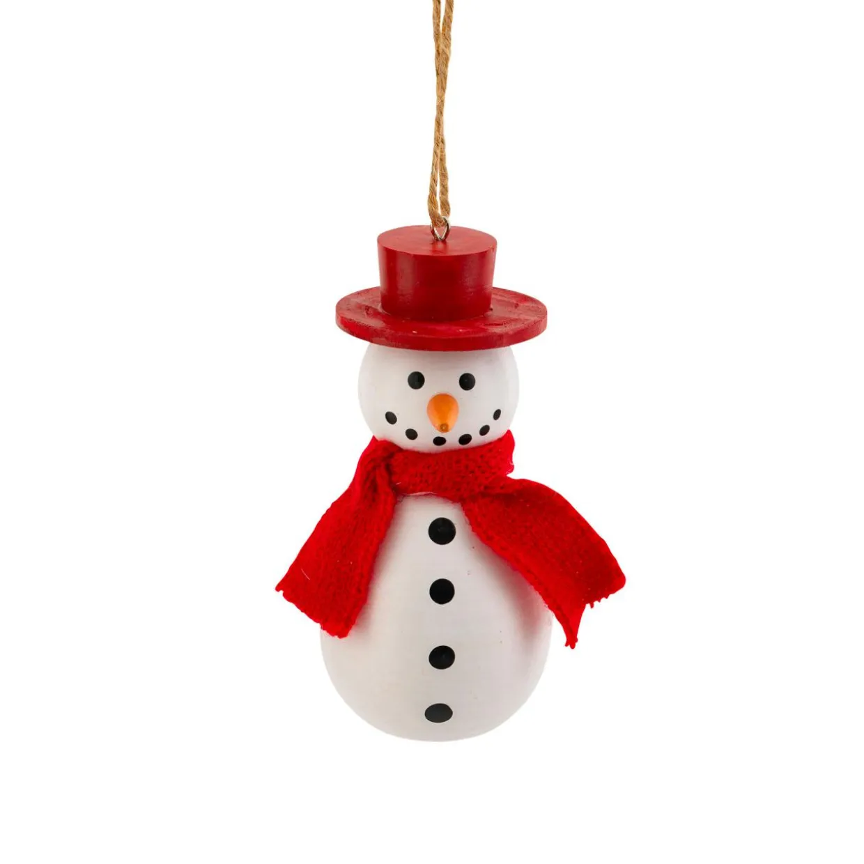 Suspension de Noël en bois (H10 cm) Charmant bonhomme de neige Rouge et blanc