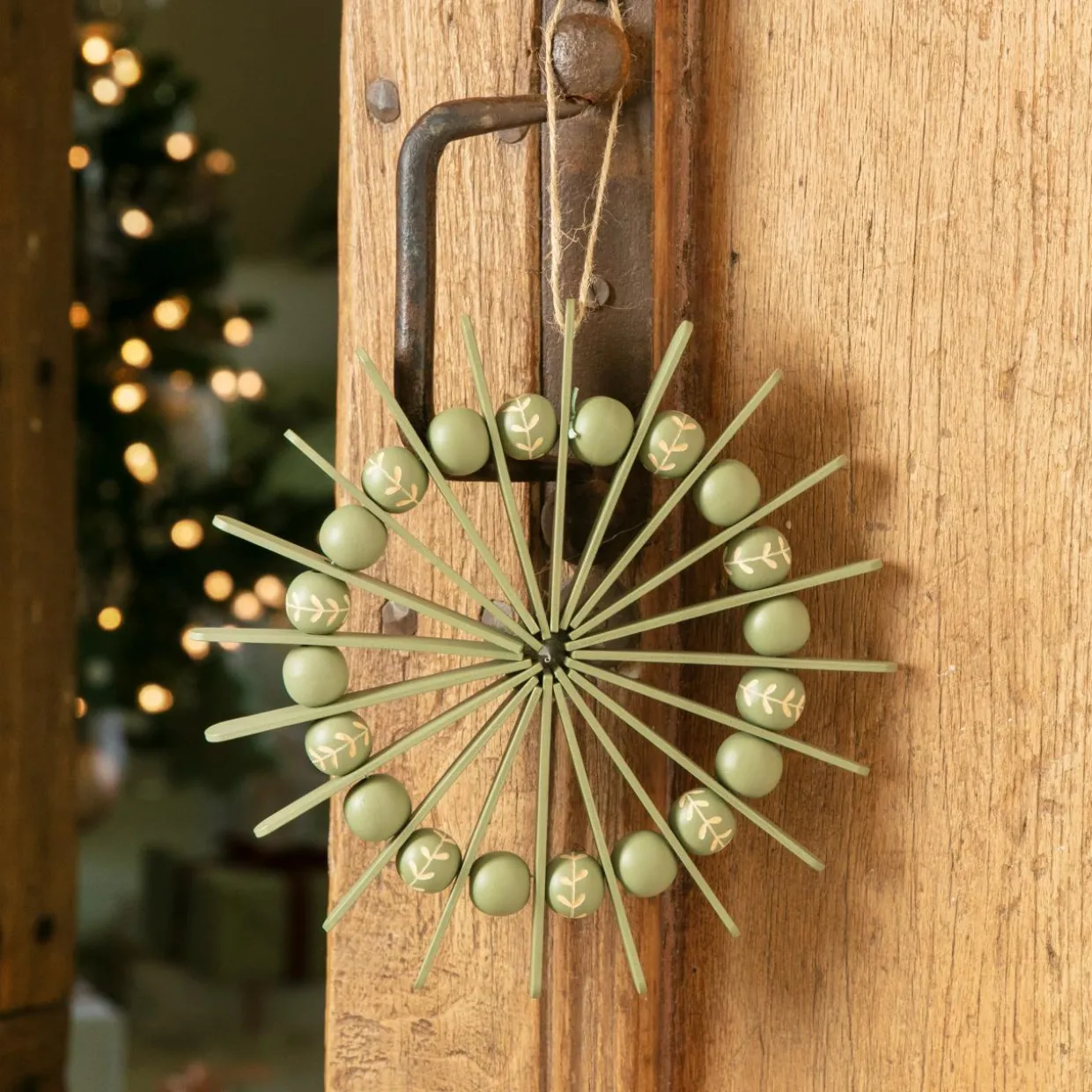Suspension de Noël en bois (D20 cm) Scandinave Vert