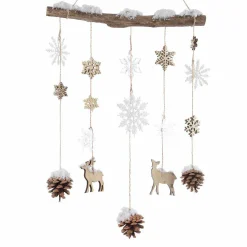 Suspension de Noël en bois (H75 cm) Floconet enneigé