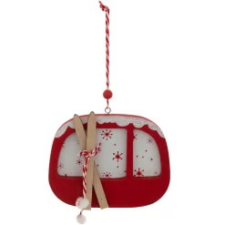 Suspension de Noël en bois (H12,5 cm) Télécabine de Savoie Rouge