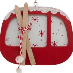 Suspension de Noël en bois (H12,5 cm) Télécabine de Savoie Rouge