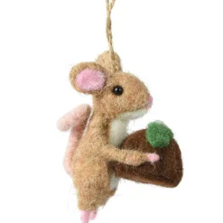 Suspension de Noël en laine (H9 cm) Souriceau Naturel