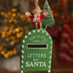 Suspension de Noël en métal (H10 cm) Maisonnette et ski Vert