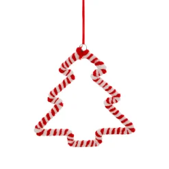 Suspension de Noël en métal (H15 cm) Sapin sucre d'orge Rouge et blanc