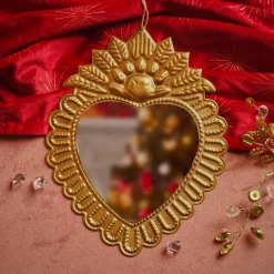 Suspension de Noël en métal (H20 cm) Miroir Exvoto Doré