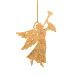 Suspension de Noël en métal (H17 cm) Ange trompette Doré