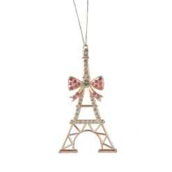 Suspension de Noël en métal (H11 cm) Tour Eiffel strass dorée