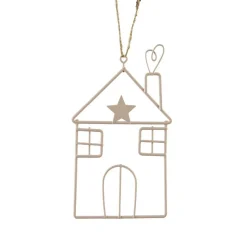 Suspension de Noël en métal (H13 cm) Maison d'hiver Rose