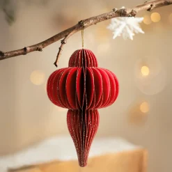 Suspension de Noël en papier (H20 cm) fermeture Magnétique Rouge