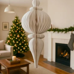 Suspension de Noël en papier (H80 cm) fermeture Magnétique Blanc