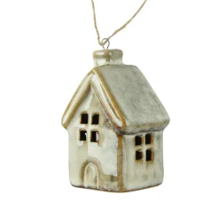 Suspension de Noël en porcelaine (H7 cm) Maison douce Ivoire