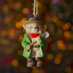 Suspension de Noël en terre cuite (H9 cm) Petit Ours Vert