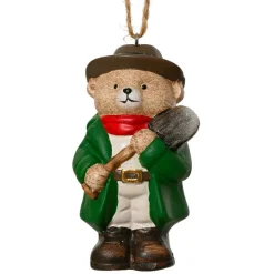 Suspension de Noël en terre cuite (H9 cm) Petit Ours Vert