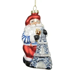 Suspension de Noël en verre (H14 cm) Père Noël Parisien Multicolore