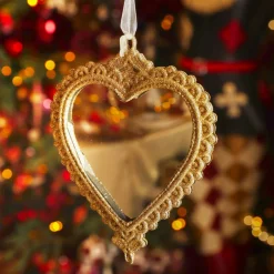 Suspension de Noël (H14 cm) Cœur bohème Or