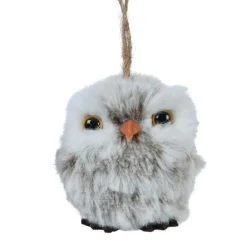 Suspension de Noël (H6 cm) Hibou d'hiver Fourrure grise