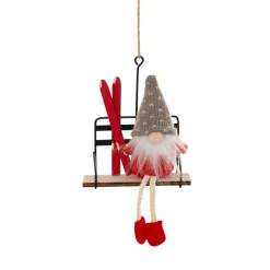 Suspension de Noël (H19 cm) Lutin sur télésiège