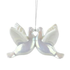 Suspension de Noël (H6 cm) Oiseau des neiges Blanc nacré