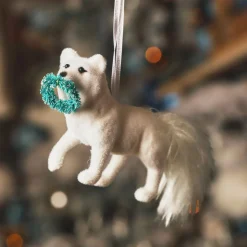 Suspension de Noël (H7 cm) Renard malin Blanc