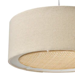 Suspension lin et bambou (D35 cm) Ambre Beige