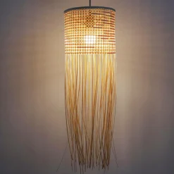 Suspension lumineuse à franges en bambou (H85 cm) Maoki Naturel