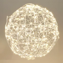 Suspension lumineuse 300 micro LED (D25 cm) Lueur Polaire Argent et blanc chaud