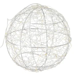 Suspension lumineuse 300 micro LED (D25 cm) Lueur Polaire Argent et blanc chaud